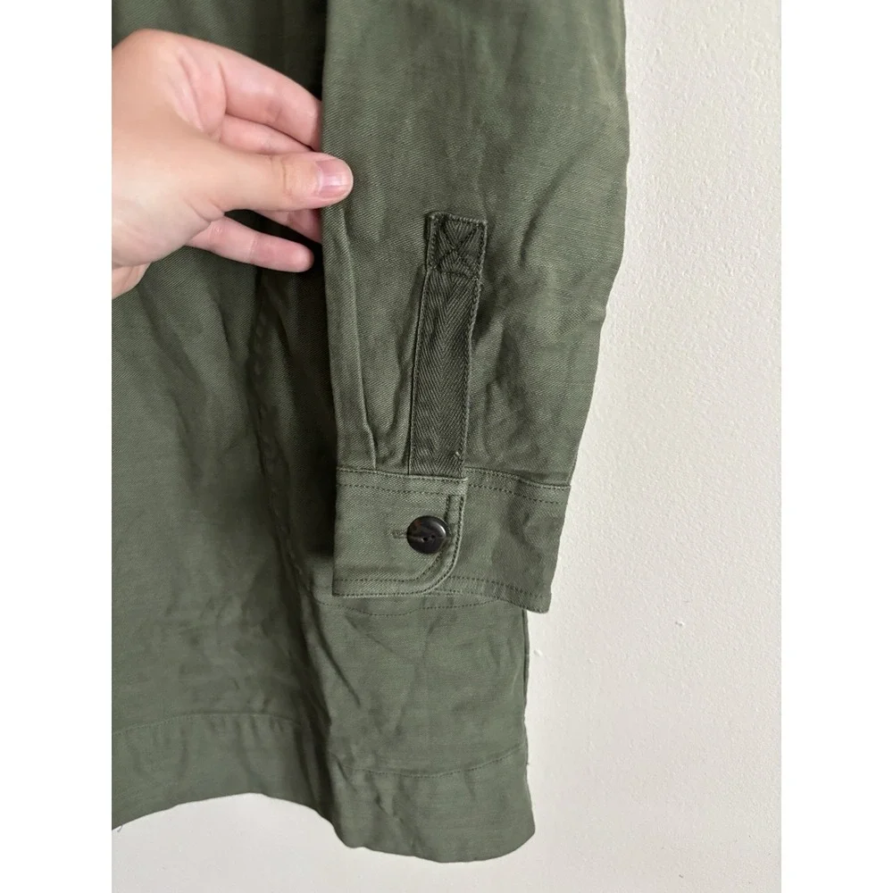 Faherty Stretch Surplus Dress Olive Green Small V Neck Boho‎ Coastal Beach